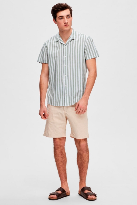 Selected SLHREGNEW-LINEN Hemd SS RESORT W Desert Sage Stripes