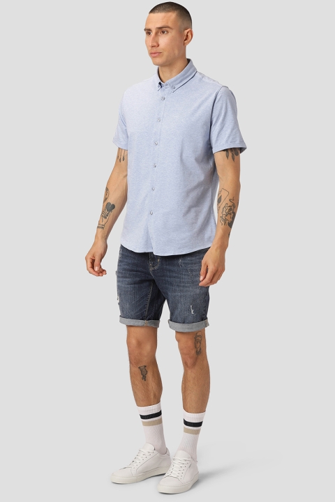 Clean Cut Copenhagen Hudson SOLID Stretch Hemd S/S Light Blue Mel