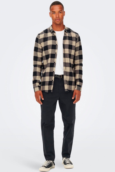 ONLY & SONS Gudmund LS Checked Hemd Dark Navy