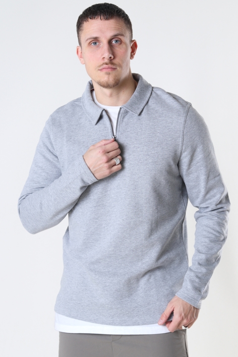 ONLY & SONS ONSMAC REG HALF ZIP SWEAT Light Grey Melange