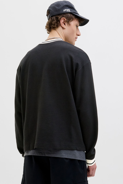 Jack & Jones Horizon Sports Print Sweat LS V-neck Black