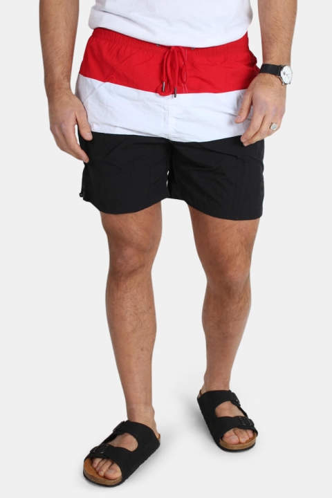 Urban Classics Color Block Badehose Black/Firered/White