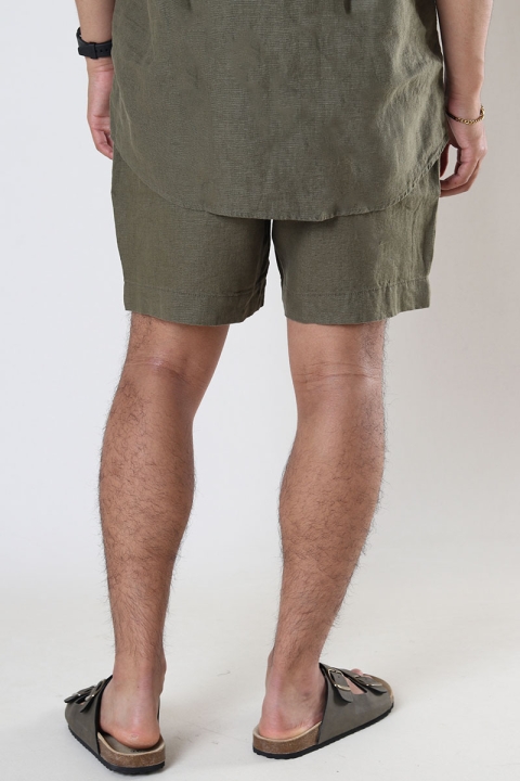 Woodbird Bommy Linen Shorts Khaki