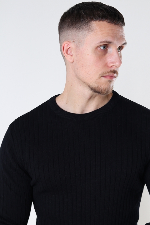 Kronstadt Jacksen rib crew knit Black