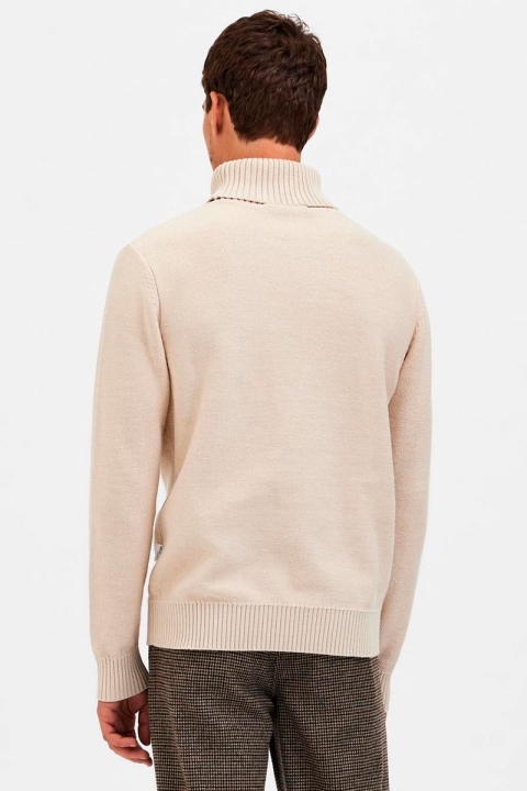 Selected Axel Ls Knit Roll Neck Oatmeal