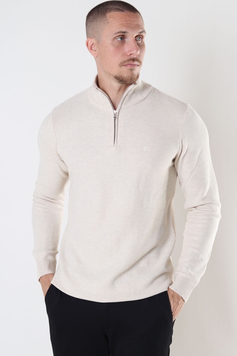 Clean Cut Copenhagen Lauritz 1/2 Zip Knit Ecru Melange