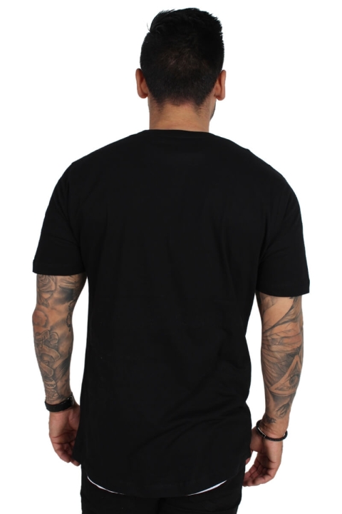 Liebhaveri Vintage Mens Longline T-Hemd Sort