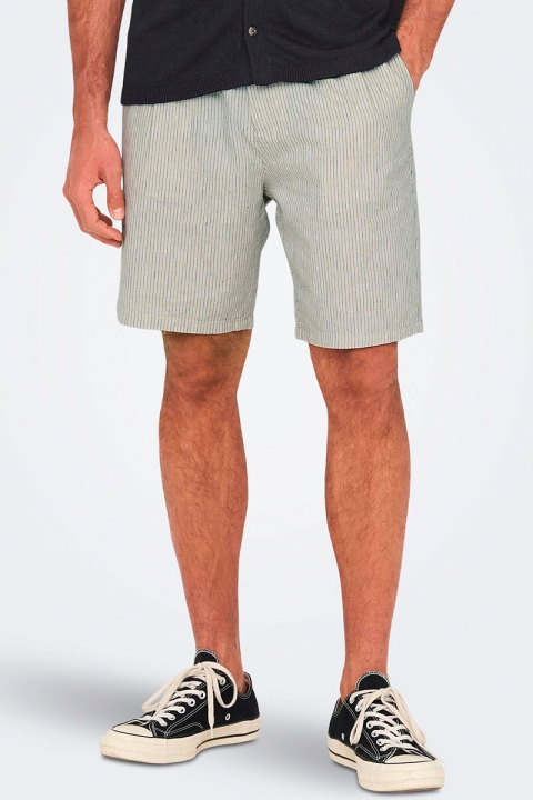 ONLY & SONS Linus Life Linen Mix Stripe Shorts Moonstruck