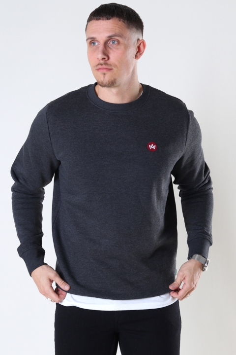 Kronstadt Lars Organic/Recycled crew sweat Charcoal mel