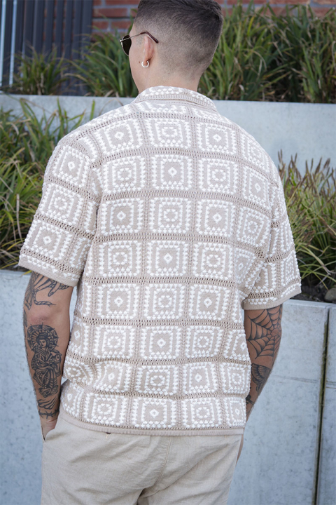 ONLY & SONS Bart Relax SS Knit Hemd Silver Lining