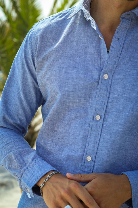 Selected Slim Sun Linen Hemd LS Medium Blue Denim