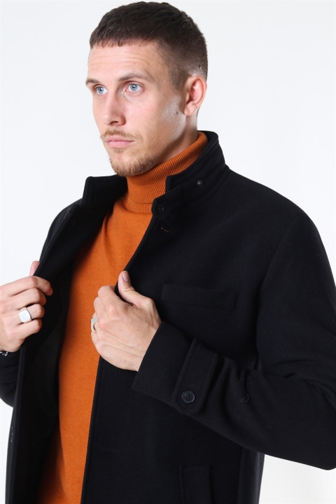 Jack & Jones MELTON WOOL COAT Black