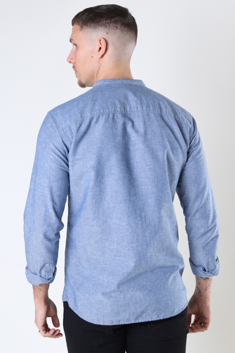 Jack & Jones SUMMER LINEN BAND Hemd L/S Faded Denim