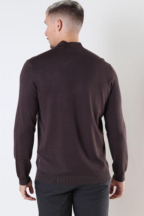 ONLY & SONS WYLER LIFE HALF ZIP KNIT Seal Brown