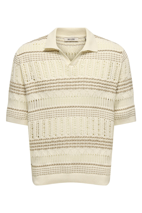 ONLY & SONS Karlos Relaxed Fit SS Resort Knit Polo Vanilla Ice