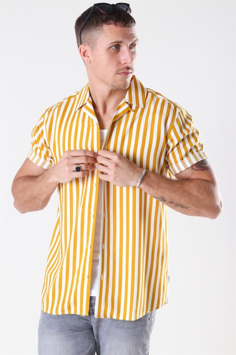 Only & Sons Wayne Striped Viscose Hemd Golden Spice