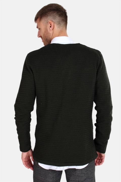 Clean Cut Aberdeen Crew Neck Stricken Dark Green Melange