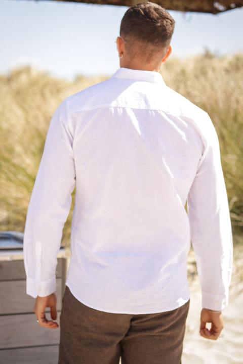 Selected Slim Sun Linen Hemd LS White