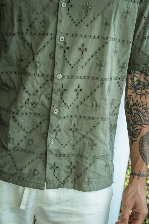 ONLY & SONS Aron Relax SS Chiffly Resort Hemd Dusty Olive