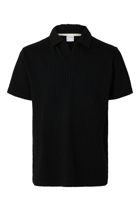 Selected Blake Split Neck Regular Fit SS Polo Black