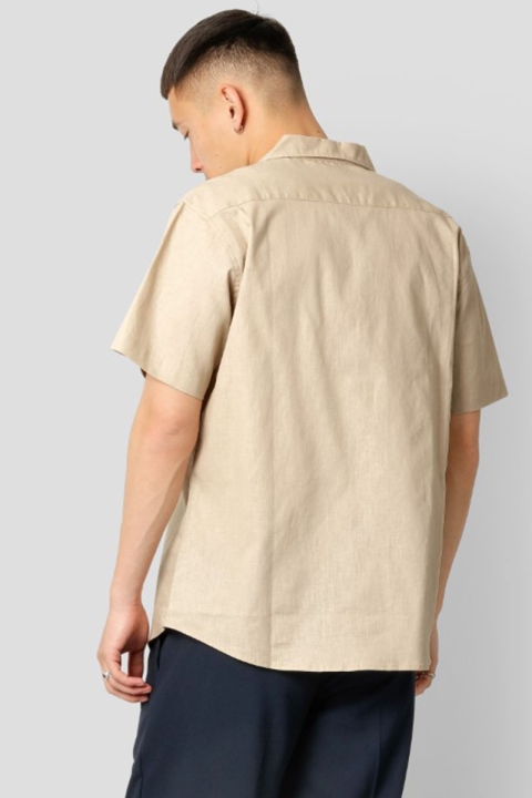 Clean Cut Copenhagen Bowling Cotton Linen Hemd SS Khaki