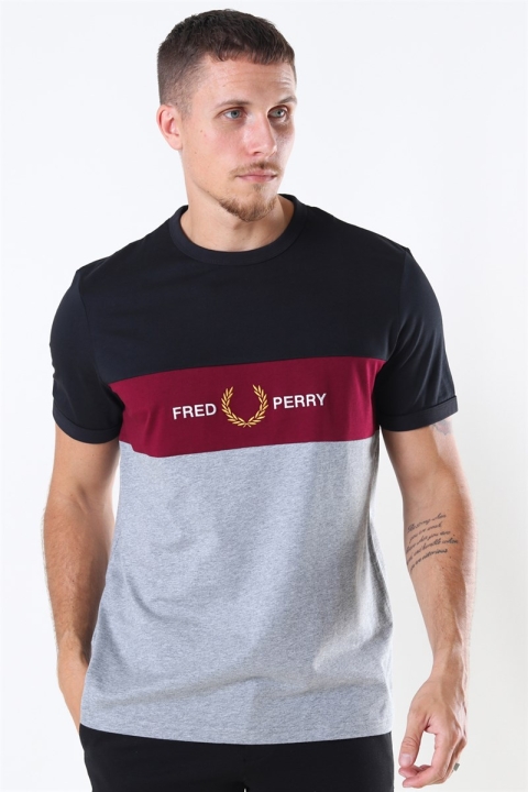 Fred Perry Embroidered Panel T-Hemd Steel Marl