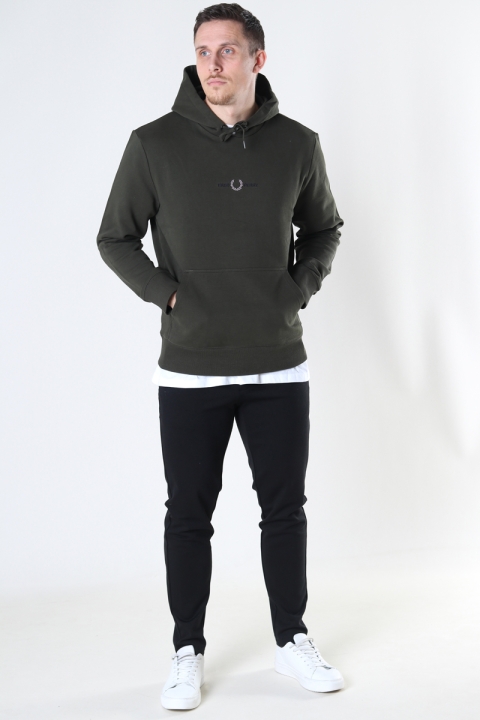 Fred Perry EMBROID. HOODED SWEATSH. 408 Hunting Green