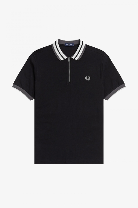 Fred Perry ZIP NECK POLO Hemd 102 Black