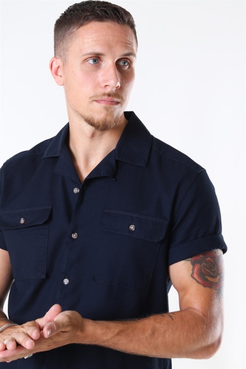 Only & Sons Andrew Waffle Hemd S/S Dark Navy