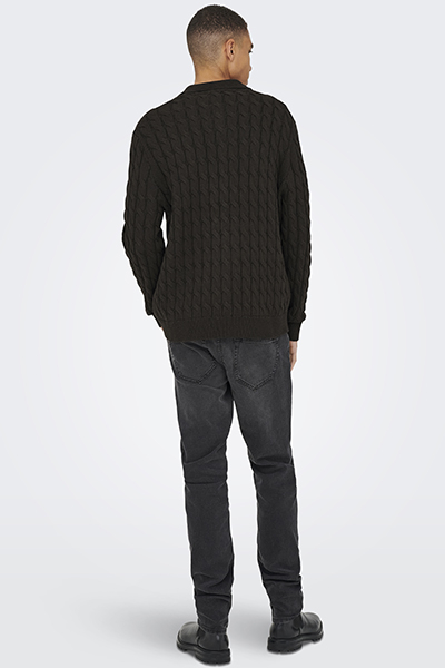 ONLY & SONS Kicker Cabel Polo Knit Demitasse