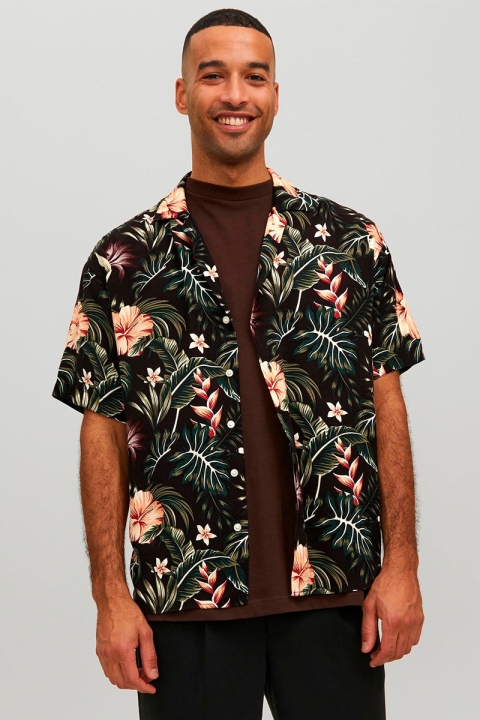 Jack & Jones Jeff Resort Floral Hemd SS Black