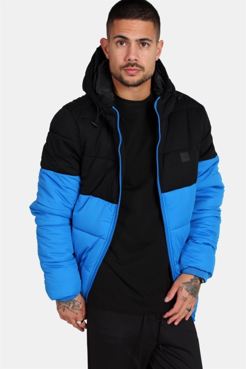 Urban Classics TB2425 Hooded 2-Tone Puffer Jacke Bright Blue/Black