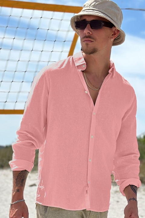 Solid Enea Allan Linen Hemd LS Powder Pink