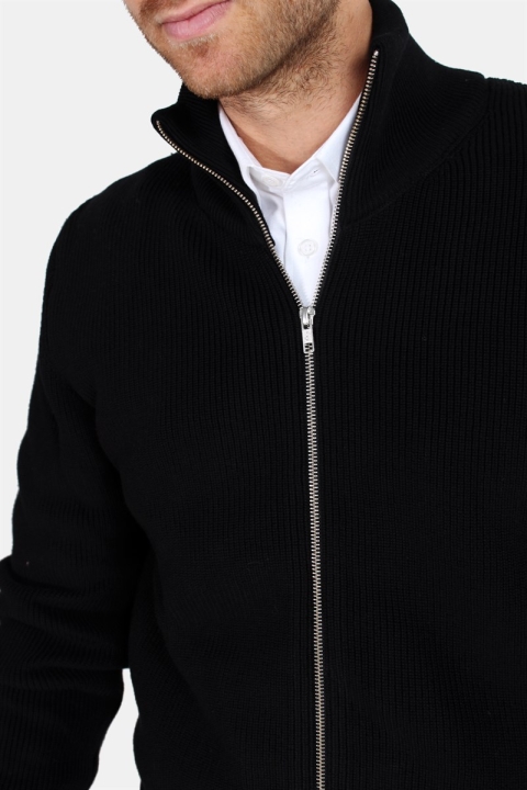 Clean Cut Osin Zip Cardigan Stricken Black