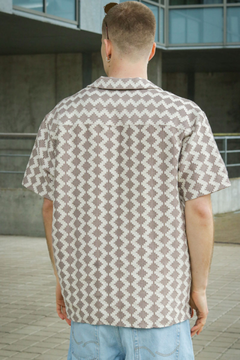 Jack & Jones Summer Luke Regular Fit Texture Resort Hemd SS Mocha Meringue