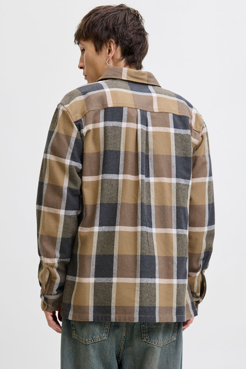 Jack & Jones Rayle Melange Check LS Overshirt Malt Ball