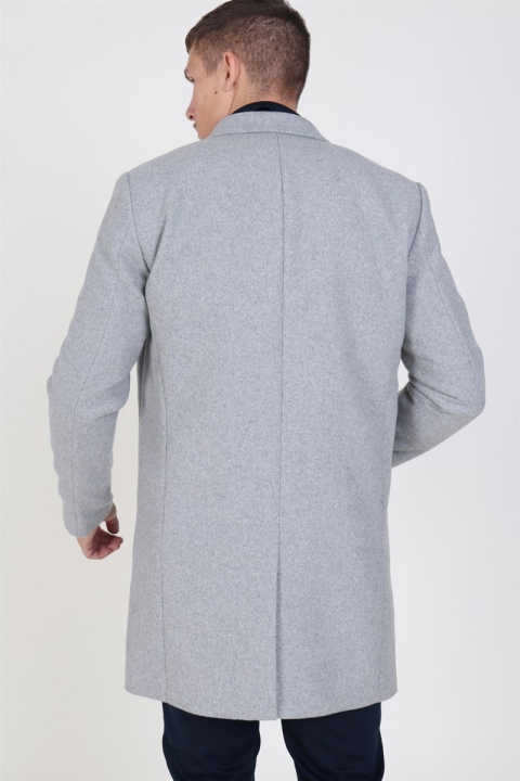 Jack & Jones Moulder Wollmantel Light Grey Melange