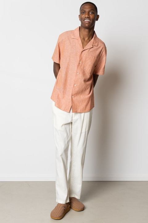 Clean Cut Copenhagen Giles Bowling Hemd S/S Orange Melange