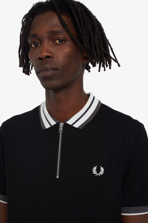 Fred Perry ZIP NECK POLO Hemd 102 Black