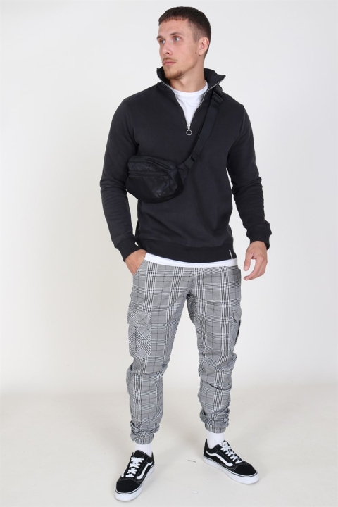 Urban Classics Glencheck Cargo Hose White/Black