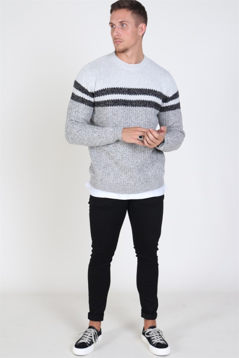 Only & Sons Lazlo Blocked Crew Neck Stricken Cloud Dancer