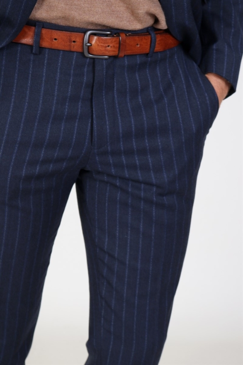 Selected Slim Aden Stripe Hose Grey/Blue