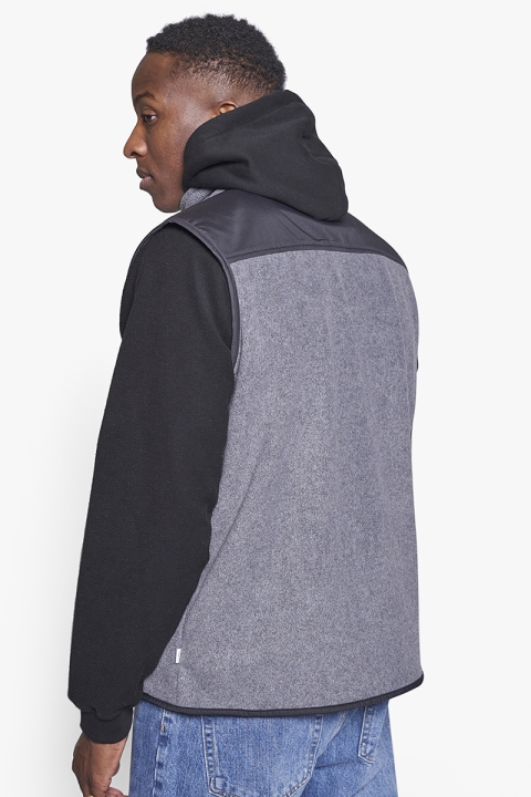 Woodbird Strukt Fleece Vest Dark Grey