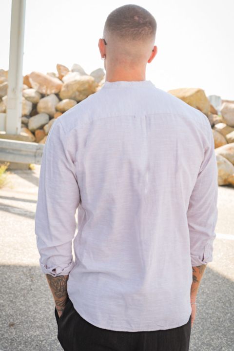 ONLY & SONS CAIDEN LS SOLID LINEN MAO Hemd Chinchilla