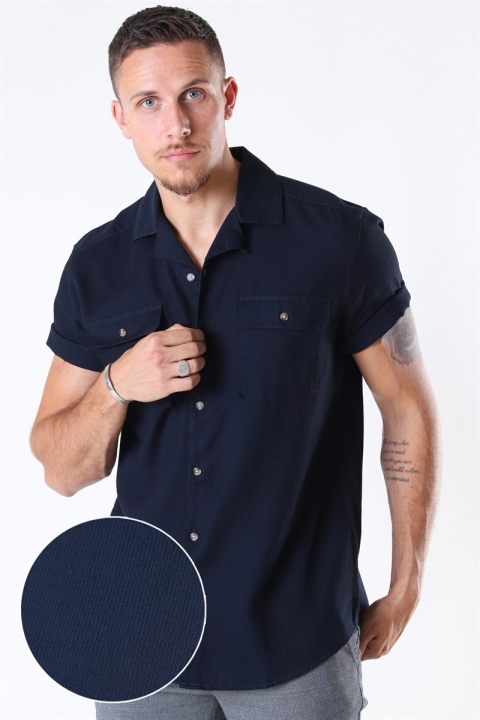 Only & Sons Andrew Waffle Hemd S/S Dark Navy