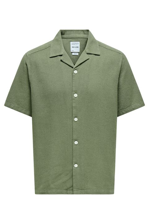 ONLY & SONS Bertil Waffle SS Resort Hemd Deep Lichen Green