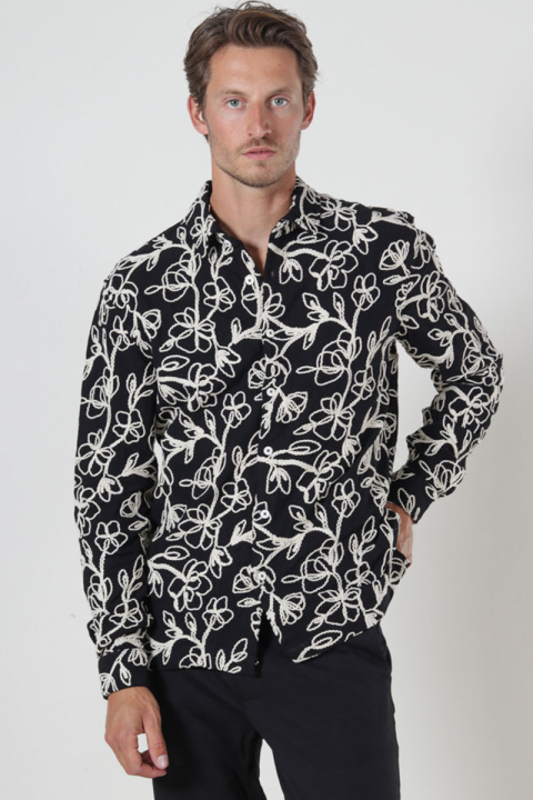 ONLY & SONS Sandoro Regular Fit Rope Hemd Jet Black
