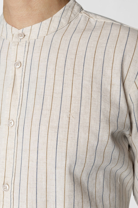 Clean Cut Copenhagen Ran Mao Hemd L/S Light beige stripe