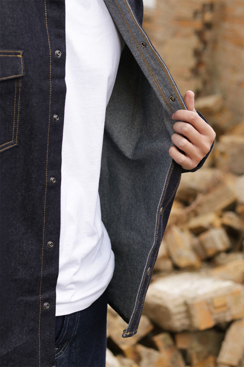 Jack & Jones Austin Wide Fit Denim Hemd LS Dark Denim