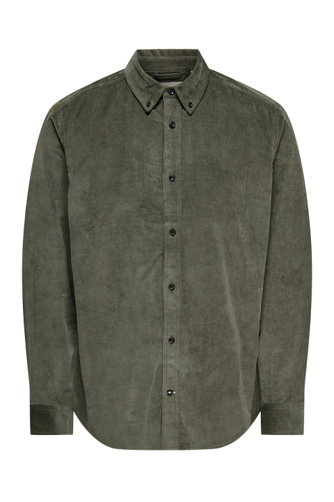 ONLY & SONS Michael Regular Fit Stretch Cord Hemd LS Castor Gray